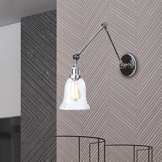 Frendorf | Chrome Ein Licht Wandlampe Vintage Klarglas Glockenbeleuchtung für Wohnzimmer