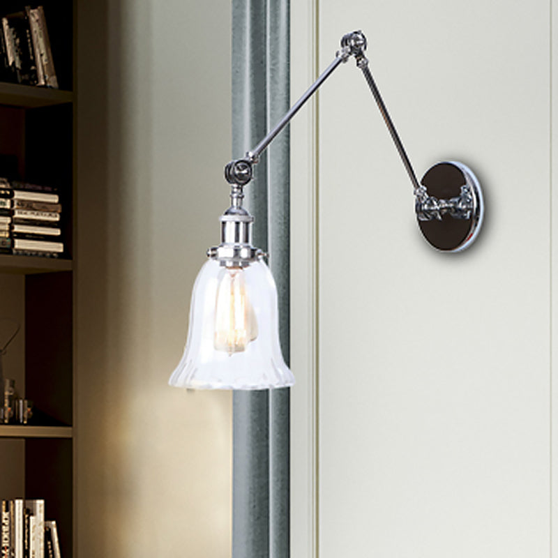 Frendorf | Chrome Ein Licht Wandlampe Vintage Klarglas Glockenbeleuchtung für Wohnzimmer