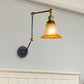Frendorf | Amber Glass Zwarte Wand Scone Verlichting Bell Shade 1-Lichts Industriële Lichtarmatuur met Verstelbare Arm