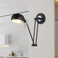 Frendorf | Bowl Wohnzimmer Wandleuchte mit Schwenkarm Industrie Retro Metallic 1 Licht Schwarz Lesewandlicht