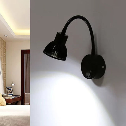 Frendorf | Industrieller Stil Schalenform Wandlampe Metall 1 Licht verstellbarer Arm in Schwarz