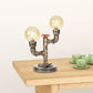 Antike Silber/Bronze Globus Schirm Arbeitsbeleuchtung Industrie Klar/Amber Glas 2-Licht Wohnzimmer Wandleuchte Lampe