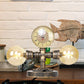 Antike Silber/Bronze Globus Schirm Arbeitsbeleuchtung Industrie Klar/Amber Glas 2-Licht Wohnzimmer Wandleuchte Lampe