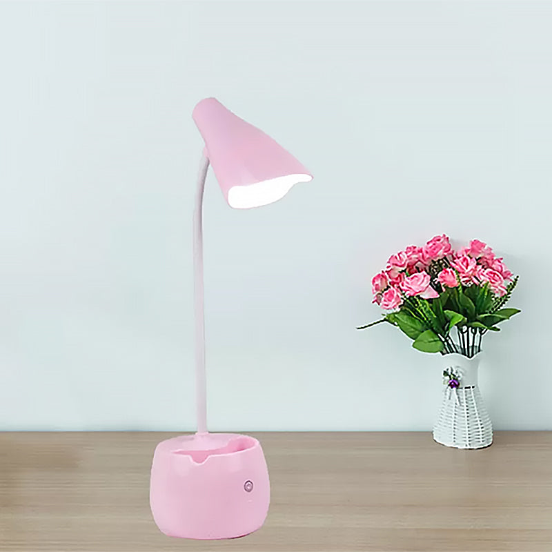 Augenfreundliche Flexible Gooseneck Schreibtischlampe Stifthalter Design LED USB Lade Leselampe in Blau/Rot/Weiß/Gelb
