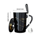 Frendorf | 12 Tierkreiszeichen Schwarze Keramiktasse mit Deckel Löffel