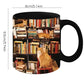 Frendorf | Bücherregal Keramikkaffeebecher - Geschenk für Katzenbuchliebhaber