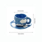 Frendorf | Handbemalte kreative Kaffeetasse, Keramiktasse und Unterteller-Set