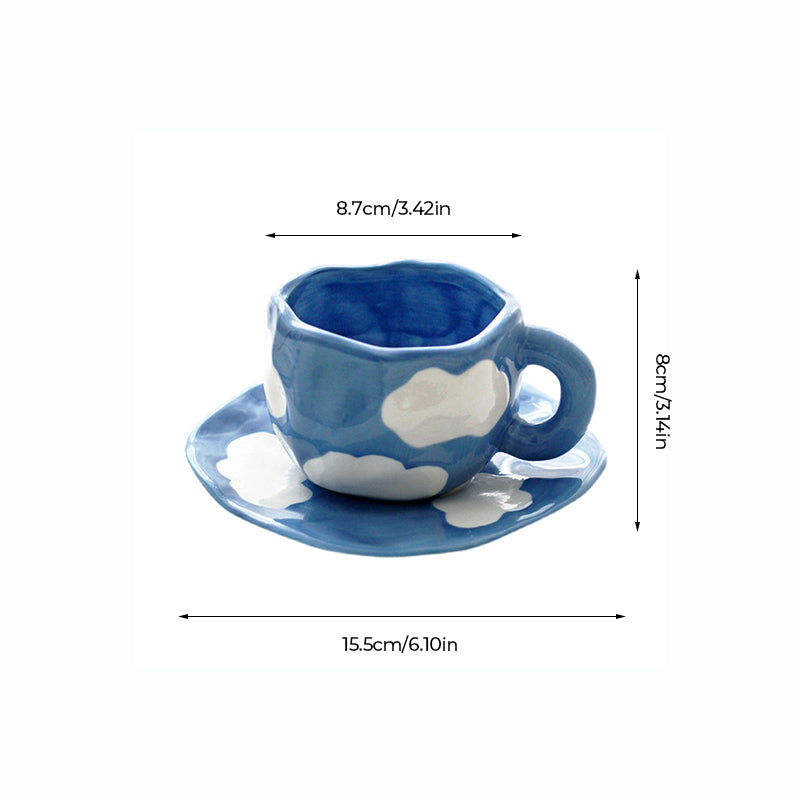 Frendorf | Handbemalte kreative Kaffeetasse, Keramiktasse und Unterteller-Set