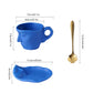Frendorf | Metal Touching Face Kreative Keramische Kiss Kaffee Becher, Künstlerisches Vibe Becher & Untertasse Set