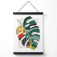 Monstera Grüner und Roter Minimalistischer Poster mit Aufhänger