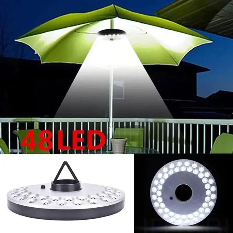 Frendorf | 48 LED Lichter Wasserdichte Schirmstangenlichter für Terrassenschirme