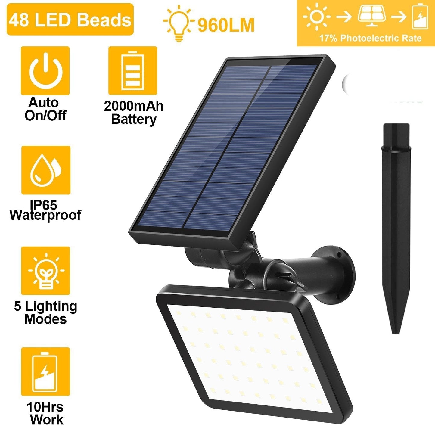 Frendorf | 48 LED Solar Spotlicht Außen