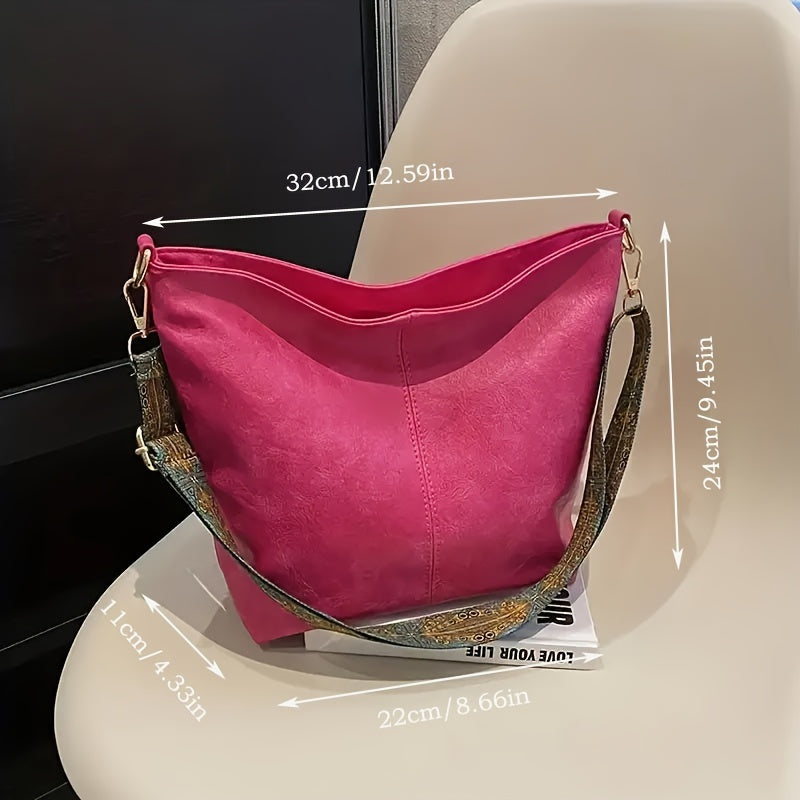 Frendorf | Breite geometrische Tasche – Große Kapazität Umhängetasche mit retro Vibe