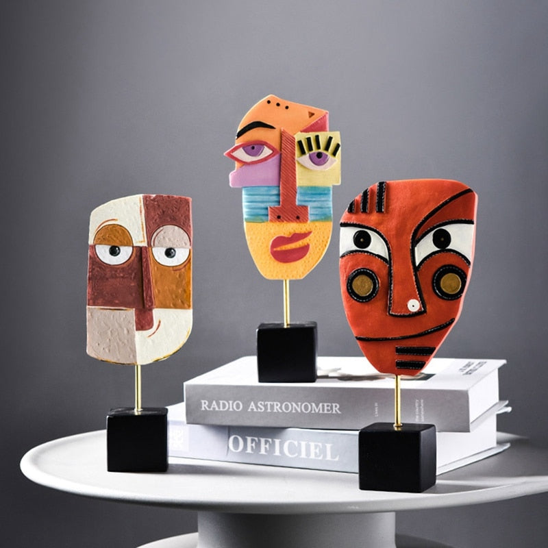 Abstract Pop Art Gesicht Home Skulptur
