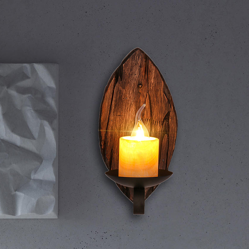 Frendorf | Zylinder Kaffe Shop Wandlicht Vorrichtung Küstliches Marmor 1 Licht Braun Wandleuchte mit Holz Halbmündung/Fuß/Rechteck Basis