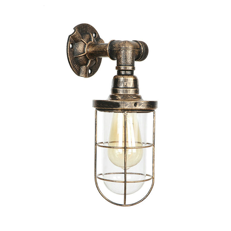 Frendorf | Draadframe Restaurant Wandlamp Nautische Stijl Metaal 1 Kop Brons Muur Gemonteerde Lamp met Pijpontwerp