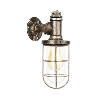 Frendorf | Draadframe Restaurant Wandlamp Nautische Stijl Metaal 1 Kop Brons Muur Gemonteerde Lamp met Pijpontwerp