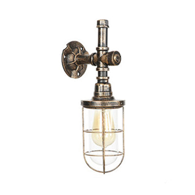 Frendorf | Draadframe Restaurant Wandlamp Nautische Stijl Metaal 1 Kop Brons Muur Gemonteerde Lamp met Pijpontwerp
