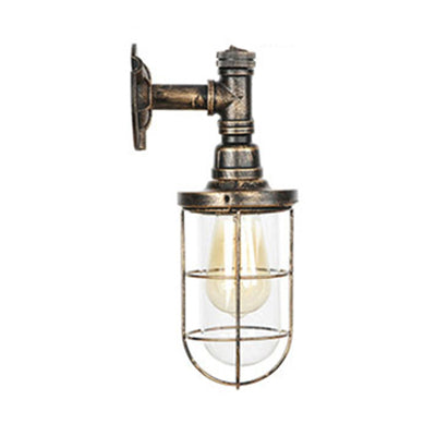 Frendorf | Draadframe Restaurant Wandlamp Nautische Stijl Metaal 1 Kop Brons Muur Gemonteerde Lamp met Pijpontwerp
