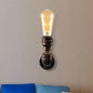Frendorf | Wasserpfeife Metallic Wandbeleuchtung mit freiliegender Glühbirne Industrie 1 Licht Wohnzimmer Mini Wandmontage Licht in Schwarz/Kupfer