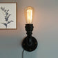 Frendorf | Wasserpfeife Metallic Wandbeleuchtung mit freiliegender Glühbirne Industrie 1 Licht Wohnzimmer Mini Wandmontage Licht in Schwarz/Kupfer