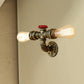 Frendorf | Bronze/Antiek Messing 2 Koppen Wandlamp Fixture Warehouse Style Smeedijzeren Kale Gloeilamp Sconcelamp met Pijp en Klep