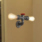 Frendorf | Bronze/Antiek Messing 2 Koppen Wandlamp Fixture Warehouse Style Smeedijzeren Kale Gloeilamp Sconcelamp met Pijp en Klep