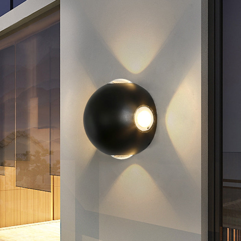 Kreisförmige schwarze wandmontierte Beleuchtung modernes Metall 4-LED Wandlicht Gestell in warm/weiß für den Außenbereich