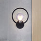 Frendorf | Ringförmige Metall-Wandlampe Retro-Stil 1 Licht Wohnzimmer Wandlampe mit freiliegender Glühbirne in Schwarz