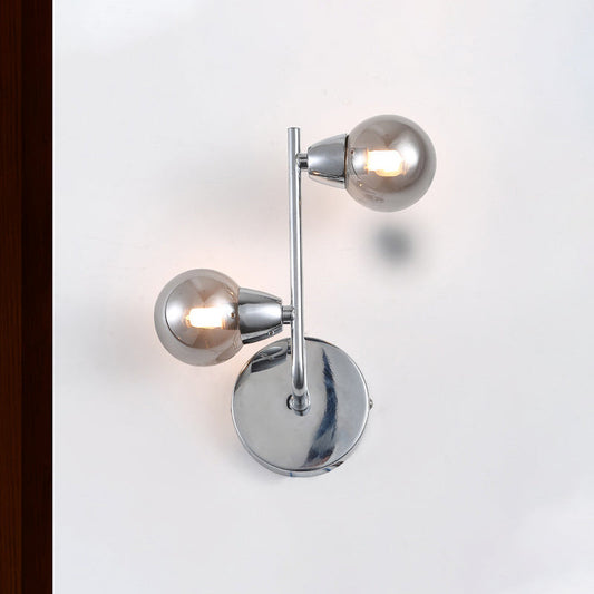 Frendorf | Ball-förmige Glas-Wandlampe Vintage-Stil 2/4 Lichter Wohnzimmer Wandmontage Licht in verchromter Ausführung