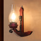 Frendorf | Vaas Porch Wandlamp Lichtarmatuur Industrieel Helder Glas Roodkleurige Wandlamp met Houten Achterplaat