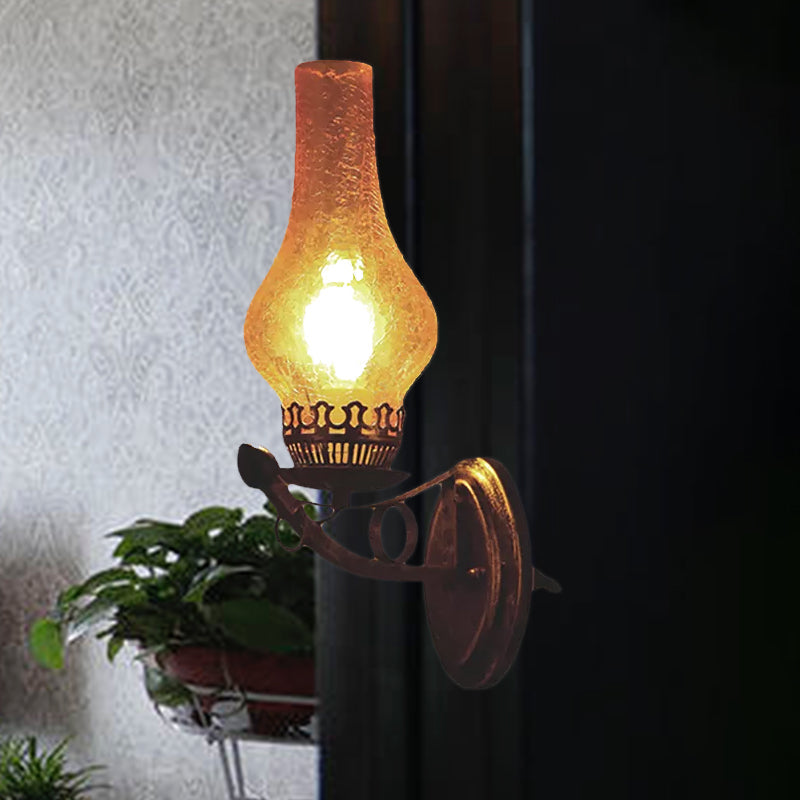 Frendorf | Ein Licht Wandleuchte Licht Industrie Crackle Glas Vase Form Beleuchtung Vorrichtung in Gelb, 3.5"/5"/14.5" Breit