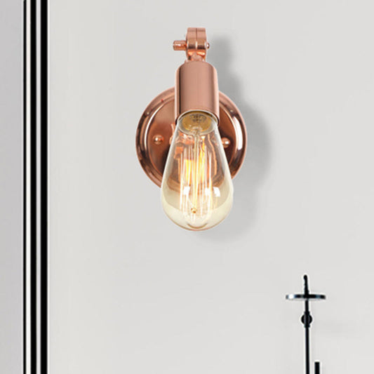 Frendorf | Rosen Gold Armed Wall Light Retro Industrial Iron 1 Licht Badezimmer Rotierbare Wandleuchte mit Freiliegender Glühbirne