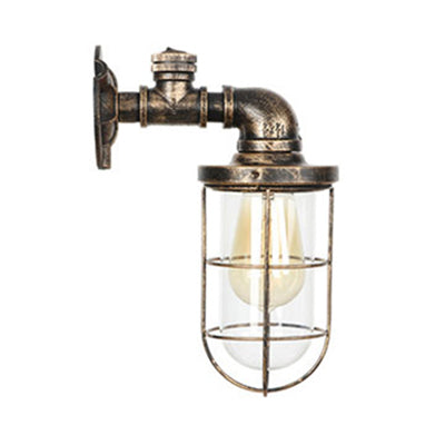Frendorf | Bronzen Draad Gevangen Wandverlichting met Pijp Rustieke Stijl Smeedijzer 1 Gloeilamp Boerenwandarmatuur Licht