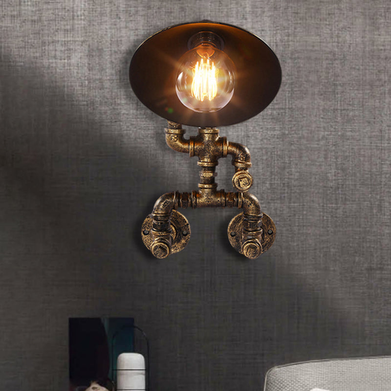 Frendorf | Antieke stijl kegel wandlamp met robotontwerp 1 kop smeedijzeren scone lamp in messing