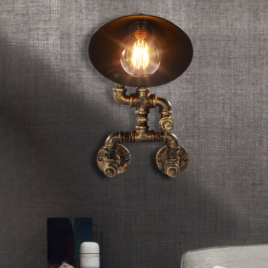 Frendorf | Antieke stijl kegel wandlamp met robotontwerp 1 kop smeedijzeren scone lamp in messing