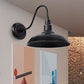Frendorf | Farmhouse Stil Scheunen Wand Leuchten Lampe 1 Kopf Metall Wandbeleuchtung mit Gänsehaarn Arm in Schwarz für Außenbereich