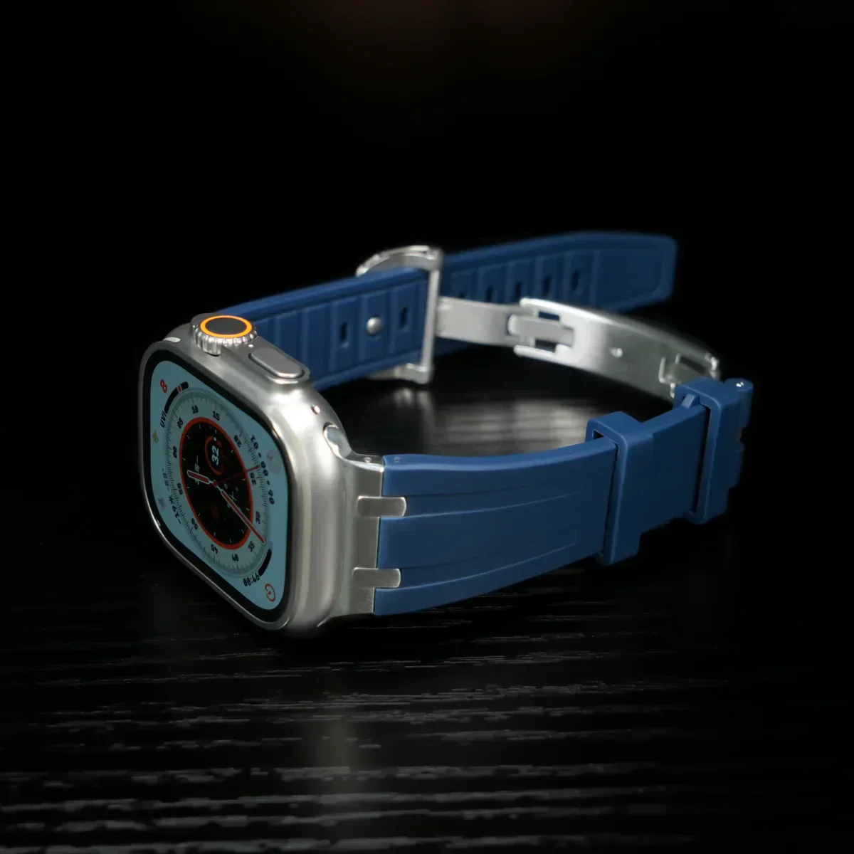 Frendorf | Luxus AP Metallkopf Schmetterlingsverschluss Silikonarmband für Apple Watch