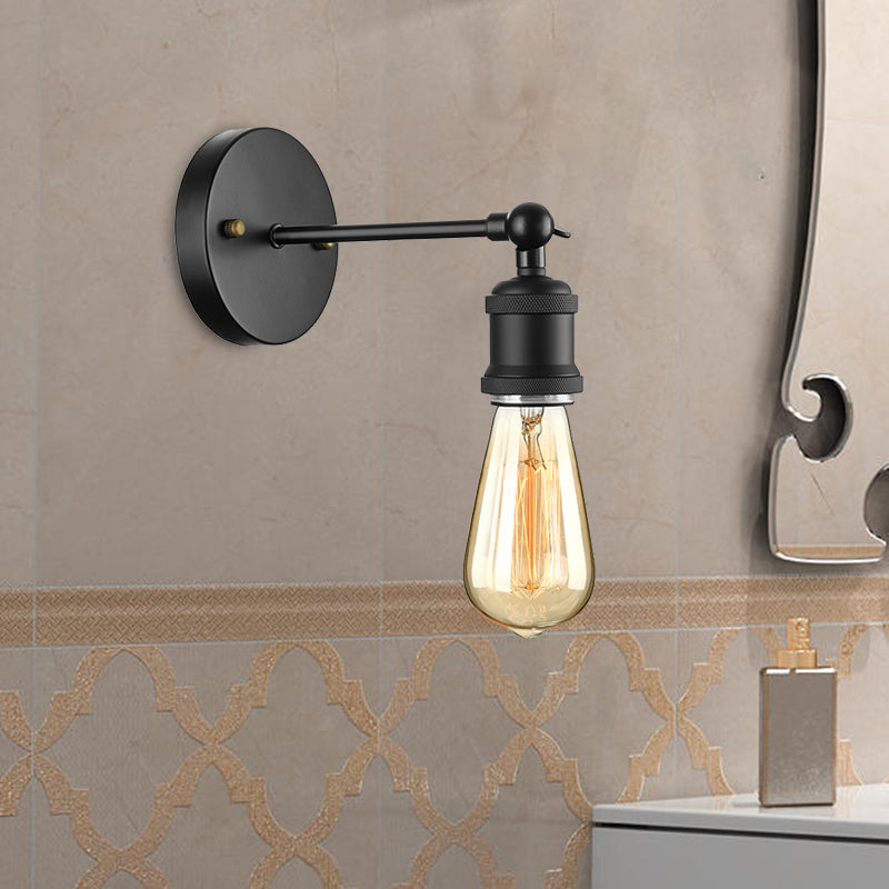 Frendorf | Schwarz/Messing-Finish 1 Kopf Wandlampe Industrieller Metall Mini Wandleuchte mit Nackte Glühbirne für Schlafzimmer
