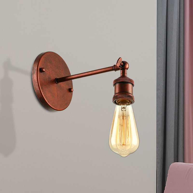 Frendorf | Schwarz/Messing-Finish 1 Kopf Wandlampe Industrieller Metall Mini Wandleuchte mit Nackte Glühbirne für Schlafzimmer