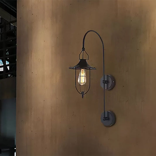 Frendorf | Metalen Gevangen Wandlamp Traditionele 1 Licht Woonkamer Verlichting Armatuur in Zwart