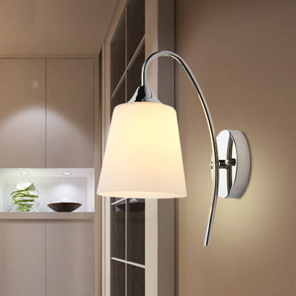 Frendorf | Bell Milchglas Wandleuchte Modernistisch 1 Licht Chrom Wandmontierte Lampe mit Gebogenem Arm
