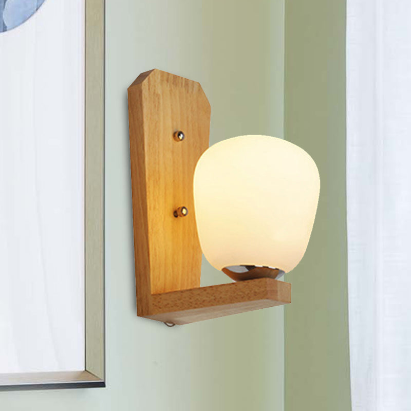 Frendorf | 1 Licht Ballonform Wandleuchte Japanisches Milchglas Wandleuchte in Weiß für Hotel Esszimmer