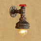Frendorf | Wasserpfeife Metall Wandbeleuchtung Rustikaler Stil 1 Licht Restaurant Wandmontierte Lampe mit rotem Ventil in Bronze/Antike Messing