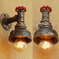 Frendorf | Wasserpfeife Metall Wandbeleuchtung Rustikaler Stil 1 Licht Restaurant Wandmontierte Lampe mit rotem Ventil in Bronze/Antike Messing