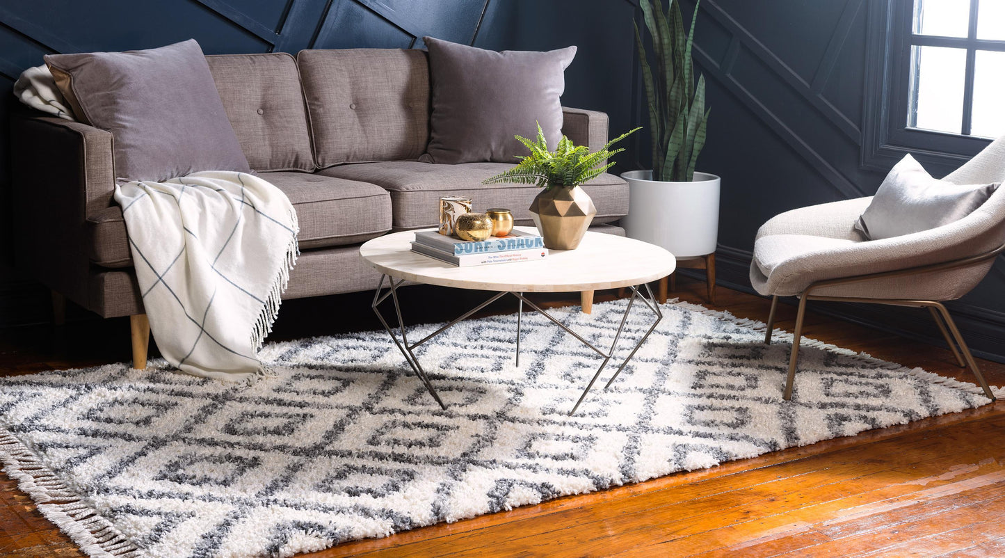 Frendorf | DiamondLuxe Shag - Teppich mit Diamantmuster | Shaggy Hochflorteppich | Weich & Modern | Perfekt für Wohnzimmer