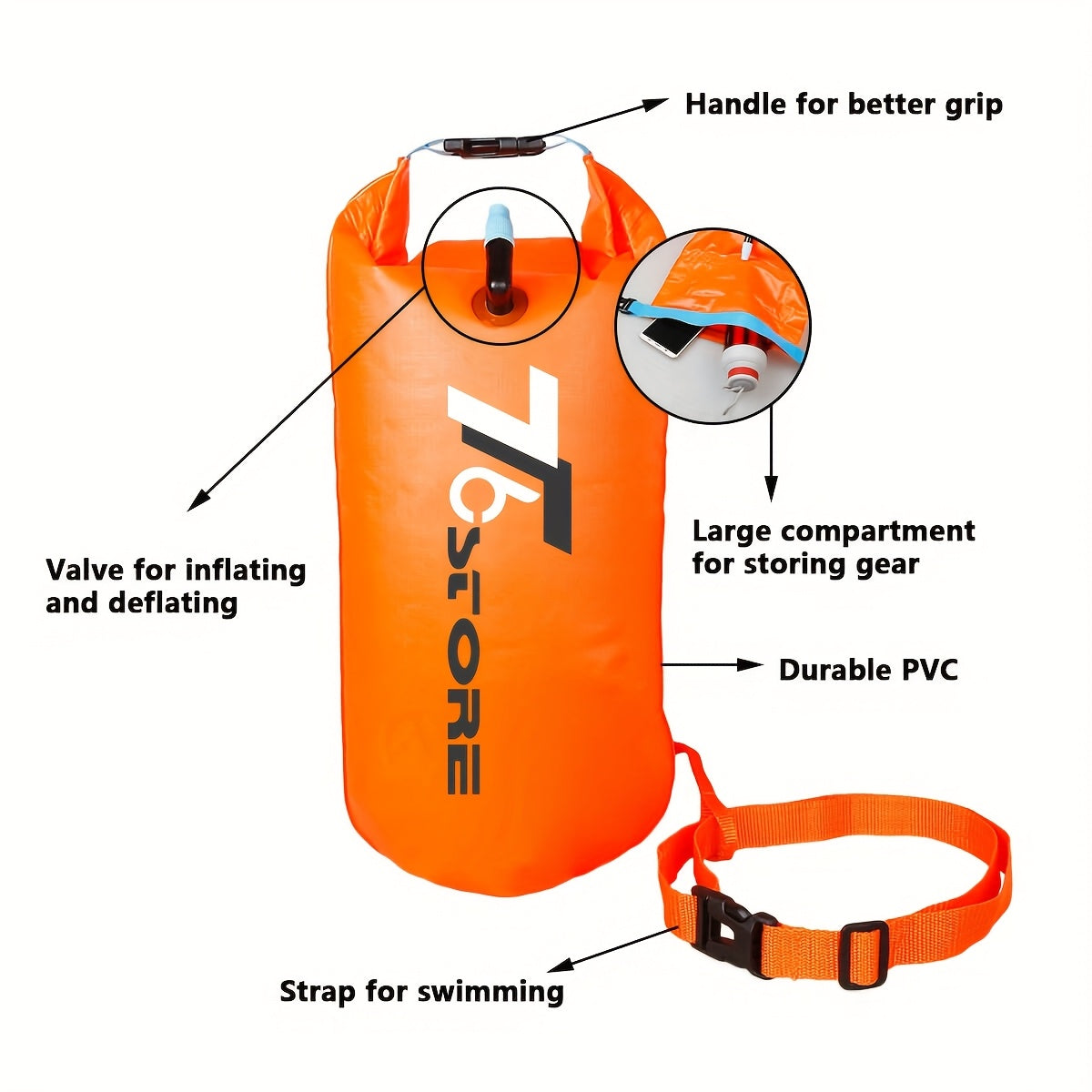 Frendorf | 20L Wasserdichter Schwimmboje mit Aufbewahrung – Sicher und praktisch für Freiwasserschwimmen