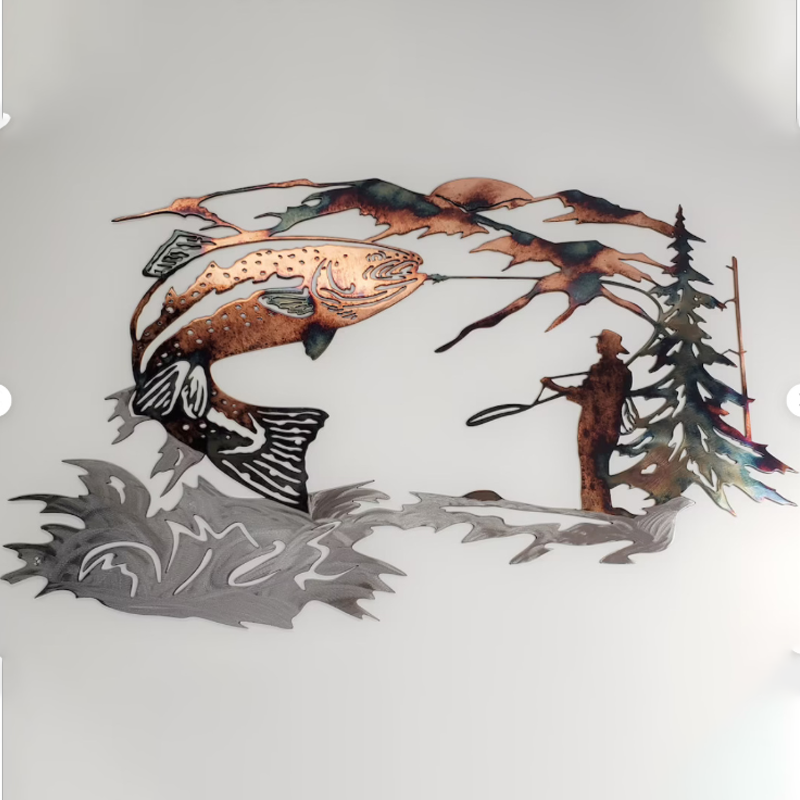 Frendorf | Solo Mallard Jagd & Forellenfischen Szene Kreative Metall Wandkunst Handwerk