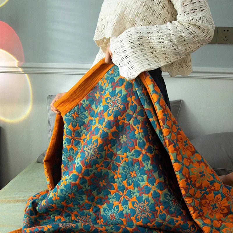 Frendorf | & Blaues Muster Sechs-lagiges Baumwoll-Quilt - TerraLoom