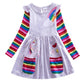 Frendorf | Mädchen Einhorn-Regenbogen-Streifen Kleid
